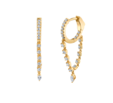 Anita Ko YG Sienna Chain Huggies with Marquise Diamond Drops / 0.81cts round, 0.12cts marquise PAIR 18k