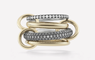 Spinelli Kilcollin YG+SS VEGA GOLD 4 linked rings / grey and white diamonds 2.6cts