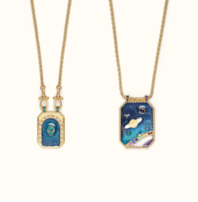 Marie Lichtenberg YG Believe UFO Necklace on Spiga Chain0.25ct 18k