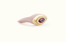 Marie Lichtenberg YG Evil Eye Ring Pink ceramic with Diamonds 0.13ct , Sapphires 0.11ct 18k