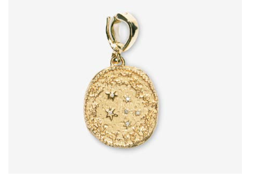 Azlee YG Small Zodiac Wheel Coin Charm 0.01ct 18k