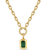 Zoe Chicco Emerald Cut Emerald Vertical Drop on Small Square Chain Necklace