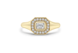 Zoe Chicco Horizontal Emerald Cut and Pave Diamond Signet Ring