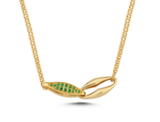 Ascher Emerald Pave 2 Links Bubble Chain Necklace