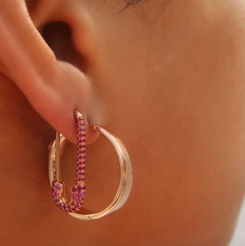 Anita Ko RG Ruby Safety Pin Earring Single 0.52cts 18k