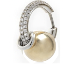 Rainbow K Large Piercing Ball and Ring Diamond Pave Earring