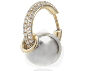Rainbow K Large Piercing with YG Line Diamond Pave/WG Ball Earring