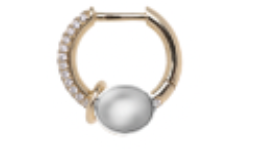Rainbow K Small Piercing with YG Line Diamond Pave/WG Ball Earring 0.24ct (Demi-fine 14k)