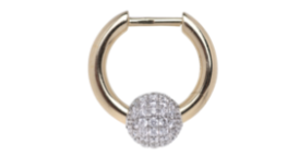 Rainbow K Small Piercing with Ball Diamond Pave Earring