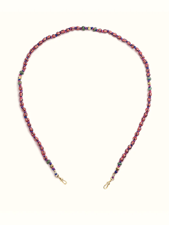 Marie Lichtenberg YG Pink & Black Mauli Ghana Beads 35cm (Demi-fine 9k)