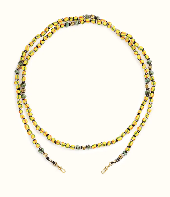 Marie Lichtenberg YG Rasta Mauli Ghana Beads Double Loop 73cm (Demi-fine 9k)