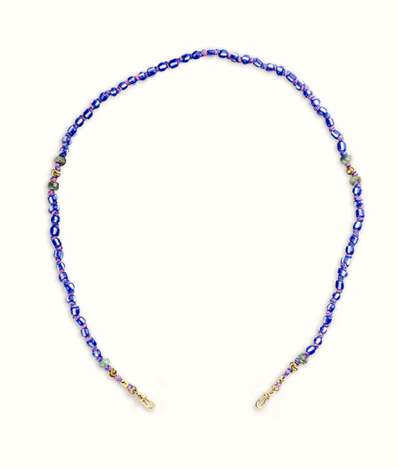Marie Lichtenberg YG Blue & White Mauli Ghana beads 35cm (Demi-fine 9k)