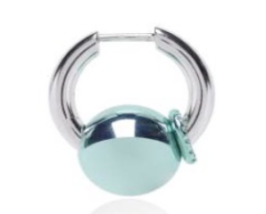 Rainbow K Large Piercing with Green Metallic Ball Earring