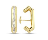 Ascher Diamond Baguette Bubble Crescent Earrings