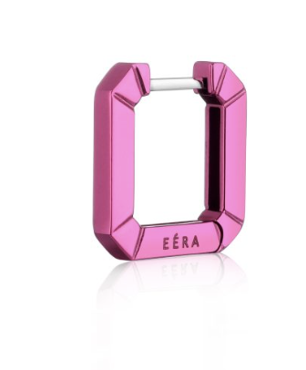 Eera WG Fuchsia Mini Metallic Single Hoop Earring 18k