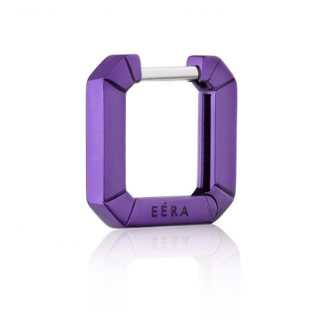 Eera WG Purple Mini Metallic Single Hoop Earring 18k