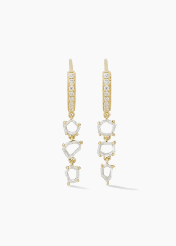 Eva Fehren YG Prism III Hoops with 0.6-0.7ct Geometric Yellow Diamond Drops 18k