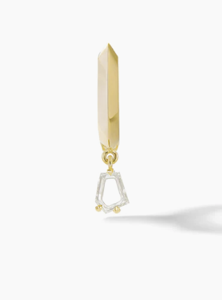 Eva Fehren YG Pave Prism Hoop with 0.1-0.2ct Geometric Yellow Diamond Drop SINGLE 18k