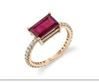Shay RG Ruby Emerald Cut Pinky Ring / 0.12ct Diamonds, 2.6ct Ruby 18k