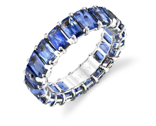 Shay WG Blue Sapphire Eternity Band Ring 8cts 18k