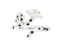Bea Bongiasca WG Marquise Cut Diamond Baby Vine Polka Dots Ring with Black Enamel 18k