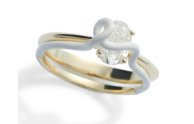 Bea Bongiasca YG Oval Cut Diamond Composable Ring with White Enamel Wrapped Vine 18k