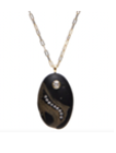 CVC Stones SNAKY Necklace / black and brown stone, white diamonds 0.385cts and 30" chain 18k