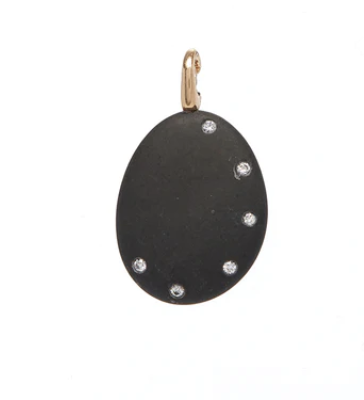 CVC Stones ABBY CHARM black stone / white diamonds 0.105cts 18k