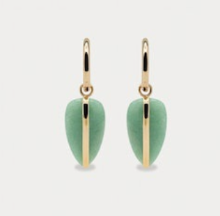 By Pariah YG Pebble Earrings / Green Aventurine (Demi-fine 14k)