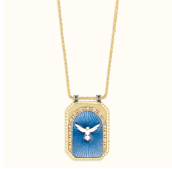 Marie Lichtenberg YG Peace Scapular on Spiga Chain 0.41ct 18k