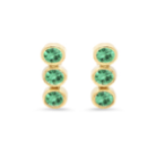 Jennifer Meyer YG 3 Emerald Mini Bezel Studs 0.07ct 18k