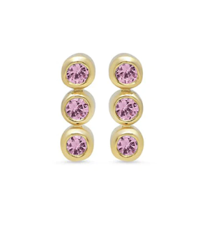 Jennifer Meyer YG 3 Pink Sapphire Mini Bezel Studs 0.08ct 18k