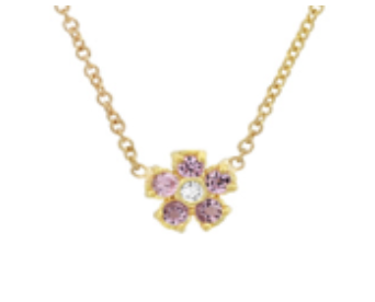 Jennifer Meyer Mini Pink Sapphire & Diamond Flower Necklace