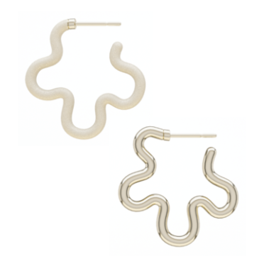 Bea Bongiasca Two Tone Asymmetrical Flower Earrings with Diamond Finish