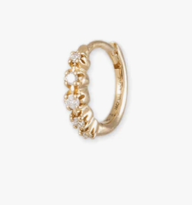Jacquie Aiche YG Sophia Small 5 Graduated Diamond Mini Hoop SINGLE  (Demi-fine 14k)