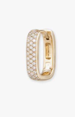 Jacquie Aiche 3 Row Diamond Pave Rectangle Mini Hoop SINGLE