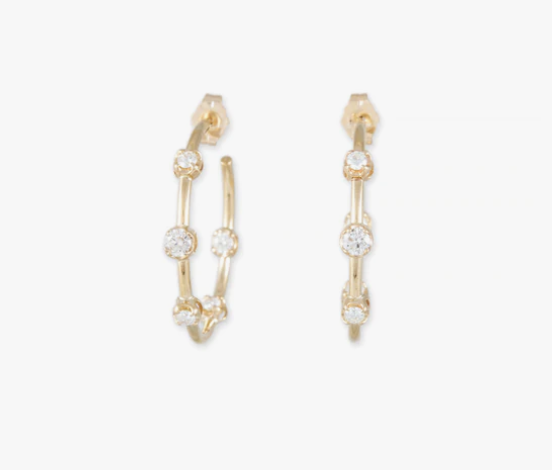 Jacquie Aiche YG Sophia 1" Graduated Diamond Inside Out Hoops PAIR  (Demi-fine 14k)