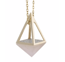 Noor Fares GRY YG Kristelle Rose Quartz & Diamond Pendant / Rose Quartz 8.68ct, Diamonds 0.38ct 18k