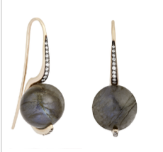Noor Fares GRY YG Tilsam Earrings / Labradorite 26ct, Diamonds 0.14ct 18k