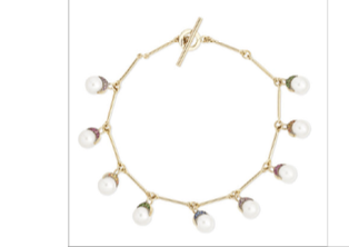 Noor Fares GRY YG Rainbow Mala Bracelet / Pearls 12.4ct , Various Colored Stones 4.88ct 18k