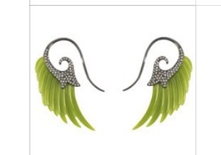 Noor Fares Fly Me to the Moon Wing Earrings with Jade