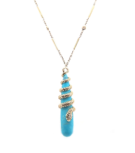 Jacquie Aiche Head Snake Wrapped with Smooth Bar Diamond Necklace