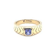 Jacquie Aiche Asscher Cut Tanzanite Chevron Sides Pinky Ring