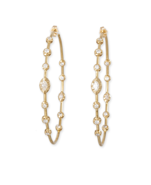 Jacquie Aiche Round Graduated Diamond Inside Out Hoops