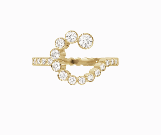 Sophie Bille Brahe YG Ensemble Letter C Ring 1.04ct 18k