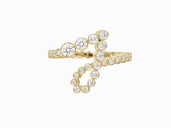 Sophie Bille Brahe YG Ensemble Letter J Ring 1.08ct 18k