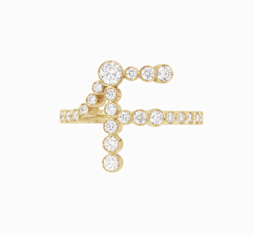 Sophie Bille Brahe YG Ensemble Letter F Ring 1.12ct 18k