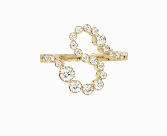 Sophie Bille Brahe YG Ensemble Letter S Ring 1.03ct 18k