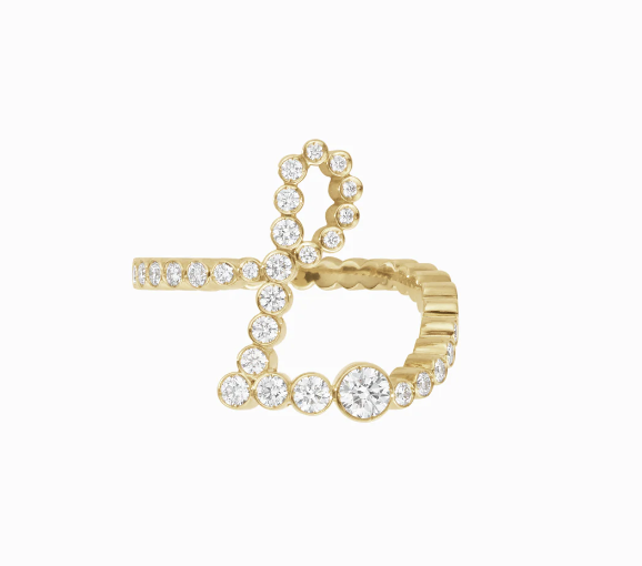 Sophie Bille Brahe YG Ensemble Letter L Ring 1.01ct 18k