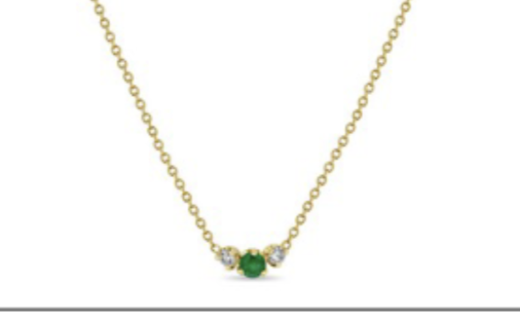 Zoe Chicco YG Emerald & Diamond Prong Set Curve Necklace 0.06ct (Demi-Fine 14k)